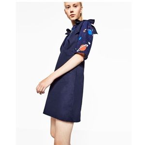 Zara Navy blue tie up dress size L